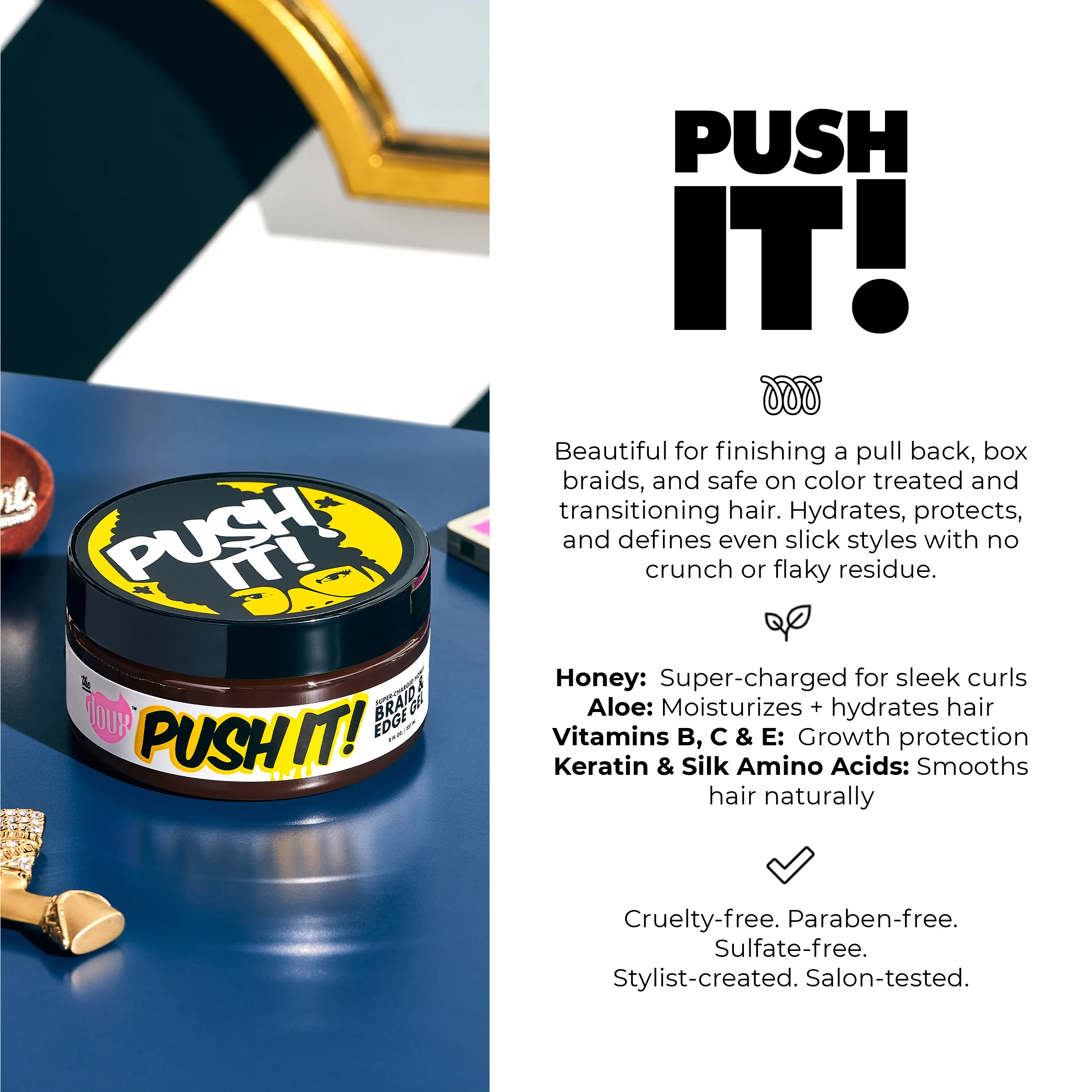 PUSH IT! Honey Braid & Edge Gel 8oz - Image 3